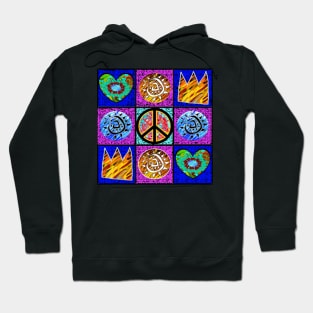 hearts, love and peace Hoodie